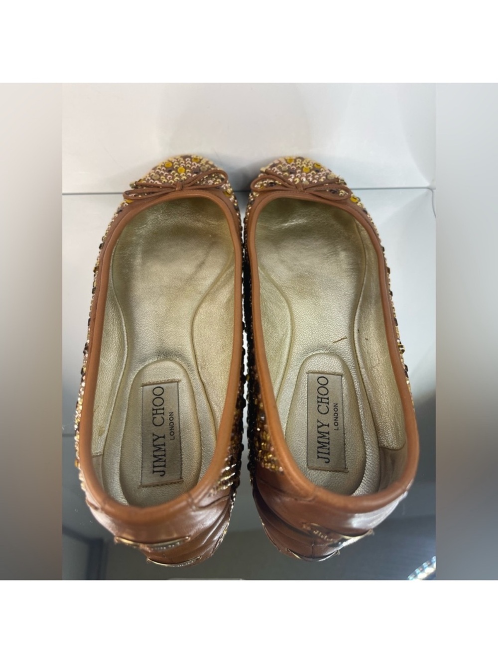 Jimmy Choo Brown Embellished Ballerina Flats size 40 - Picture 4 of 11